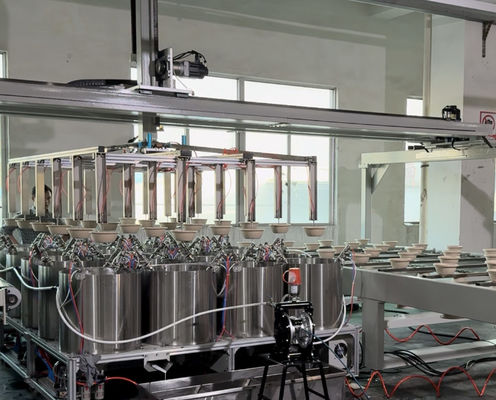 পাল্প মোল্ডিং পণ্যের জন্য অভ্যন্তরীণ স্পিন কোটিং লাইন - সম্পূর্ণ স্বয়ংক্রিয় নির্ভুল কোটিং মেশিন