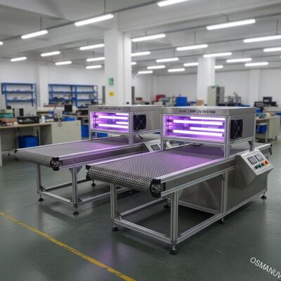 দুটি ল্যাম্প ইউভি কিউরিং কনভেয়ার সিস্টেম 6.8KW মোট পাওয়ার এয়ার কুলিং