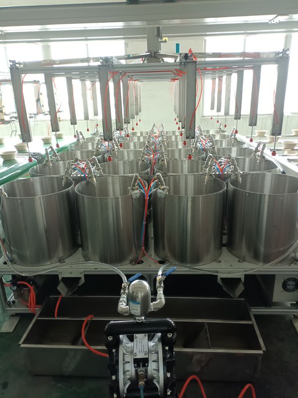 পাল্প মোল্ডিং পণ্যের জন্য অভ্যন্তরীণ স্পিন কোটিং লাইন - সম্পূর্ণ স্বয়ংক্রিয় নির্ভুল কোটিং মেশিন