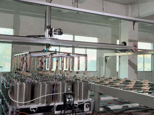 24-Station Spin Coating Line for Pulp Molded Waterproofing with High-Efficiency Drying System for Bagasse and Bamboo Tableware