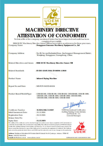 চীন Dongguan Osmanuv Machinery Equipment Co., Ltd সার্টিফিকেশন